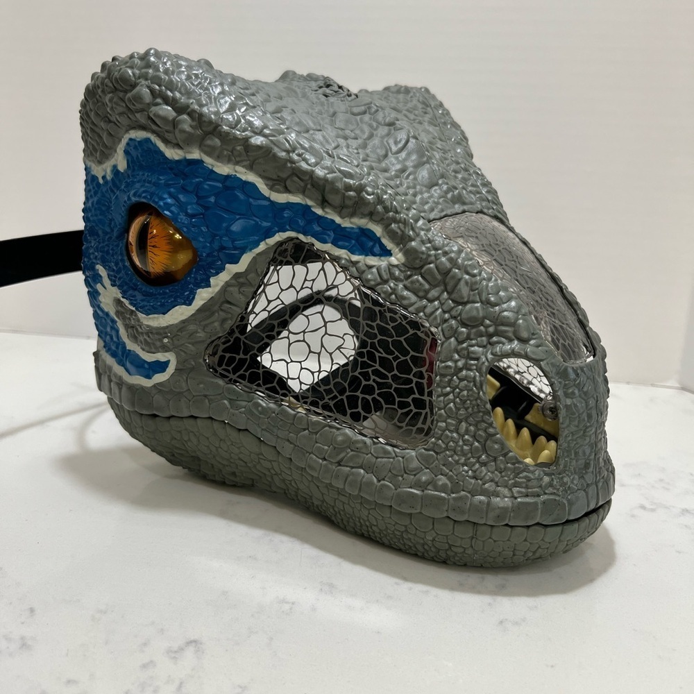 Dinosaur Mask with Blue and Gray Design